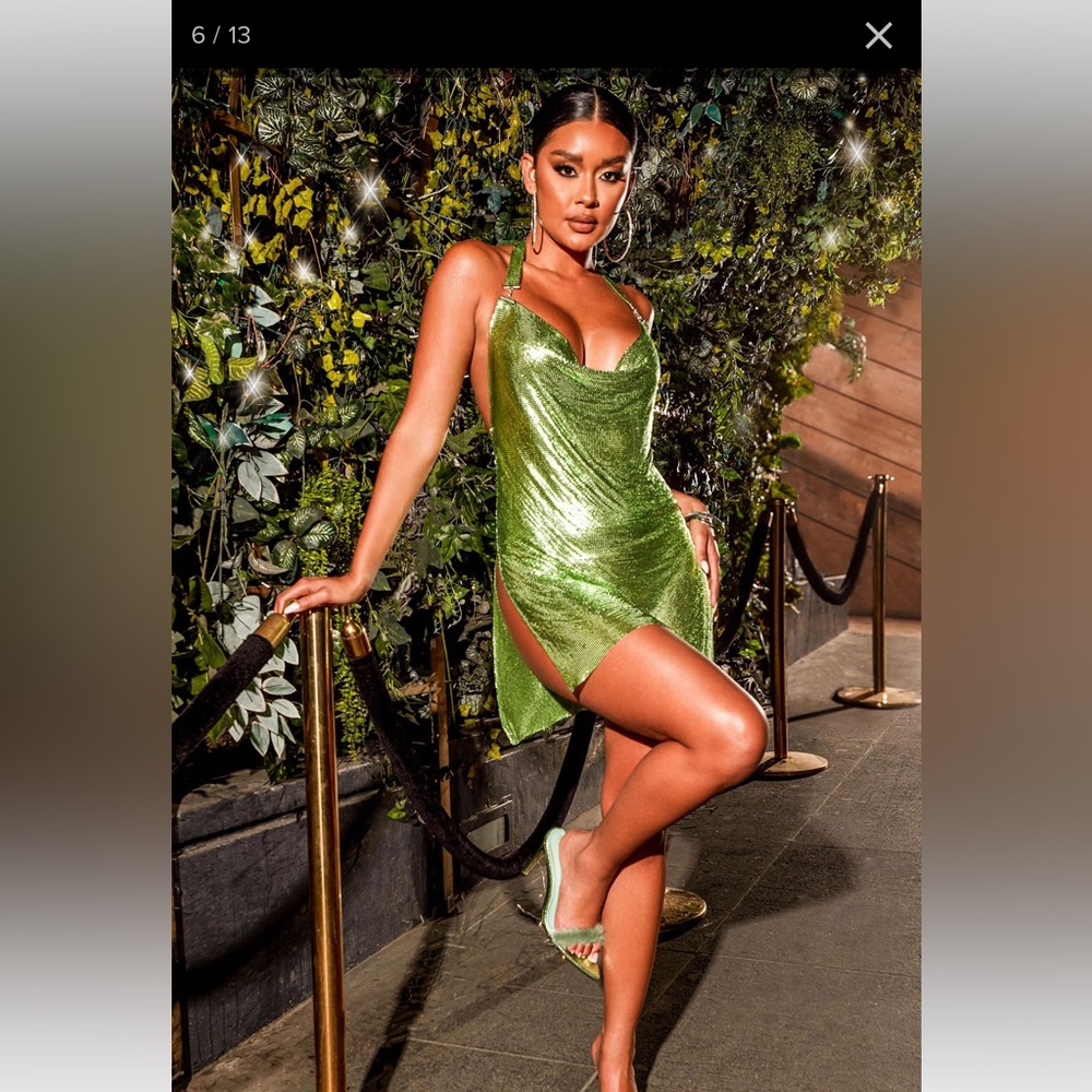 Fashion Nova That’s all me chain mail dress- brand new, xl, lime.